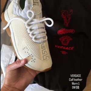 Versace Men’s Cream and Gum Low-Top Sneaker